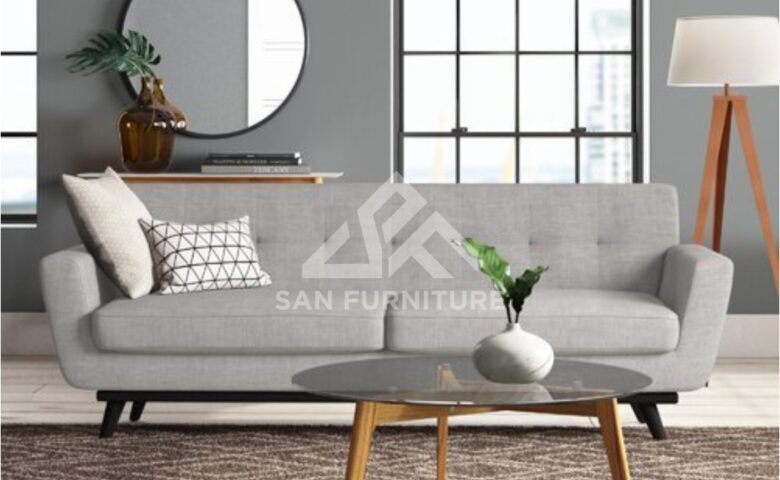 SAN Dexter Grey Tufted 2 Seater Sofa