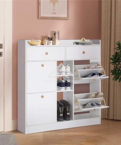 White Large Capacity Modern Shoe Rack